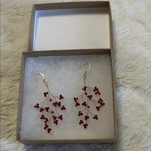 Chic Gold and Red Cluster Earrings